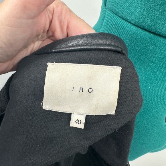 IRO Black Fleece Boucle Maiden Raw Hem Quilted Leather Detail Jacket - Picture 7 of 12